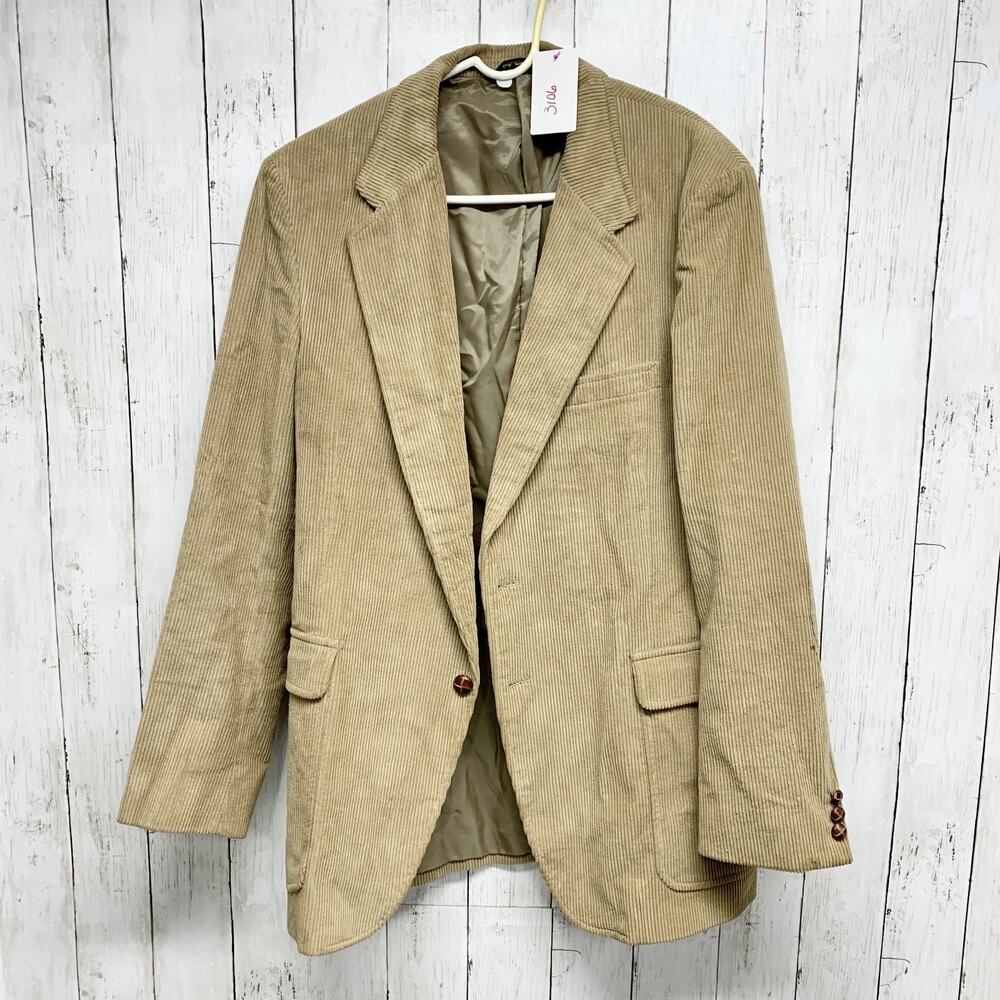 Vintage Woodmere Jacket Men 44L Tan Corduroy Single Breasted One‎ Button Blazer